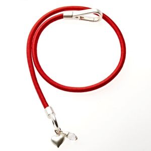 Bungee Cord Wrap Bracelet Red with Silver